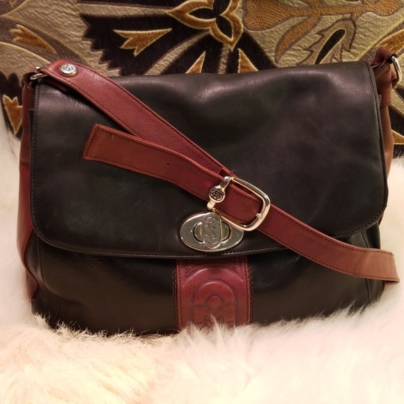 Marino Orlandi Handbags - Marino Orlandi black and burnt brown leather bag